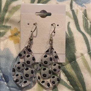 Soccer Ball Teardrop Earrings
